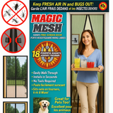 Magic Mesh Deluxe- Hands Free Magnetic Screen Door, Mesh Curtain Keeps Bugs Out