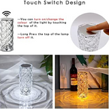 16 Colors Diamond Rose Crystal Touch Lamp Bedside Acrylic Usb Rechargeable Table Lamp – With Remote