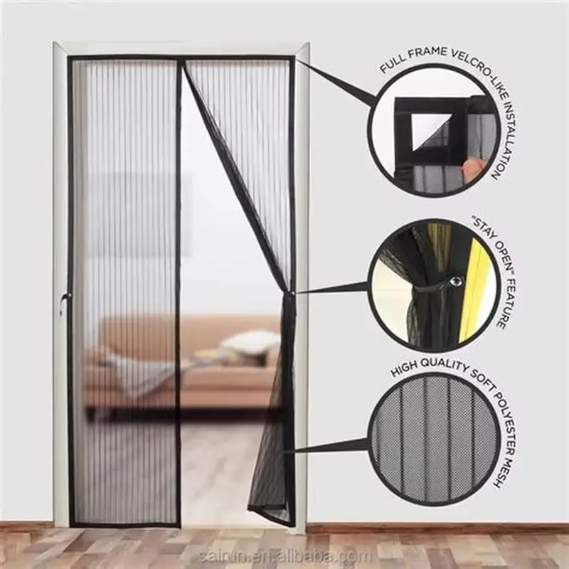 Magic Mesh Deluxe- Hands Free Magnetic Screen Door, Mesh Curtain Keeps Bugs Out