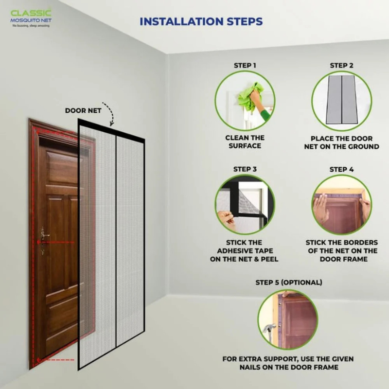 Magic Mesh Deluxe- Hands Free Magnetic Screen Door, Mesh Curtain Keeps Bugs Out