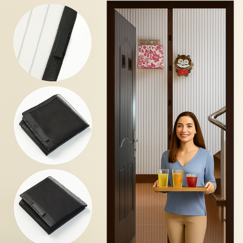 Magic Mesh Deluxe- Hands Free Magnetic Screen Door, Mesh Curtain Keeps Bugs Out
